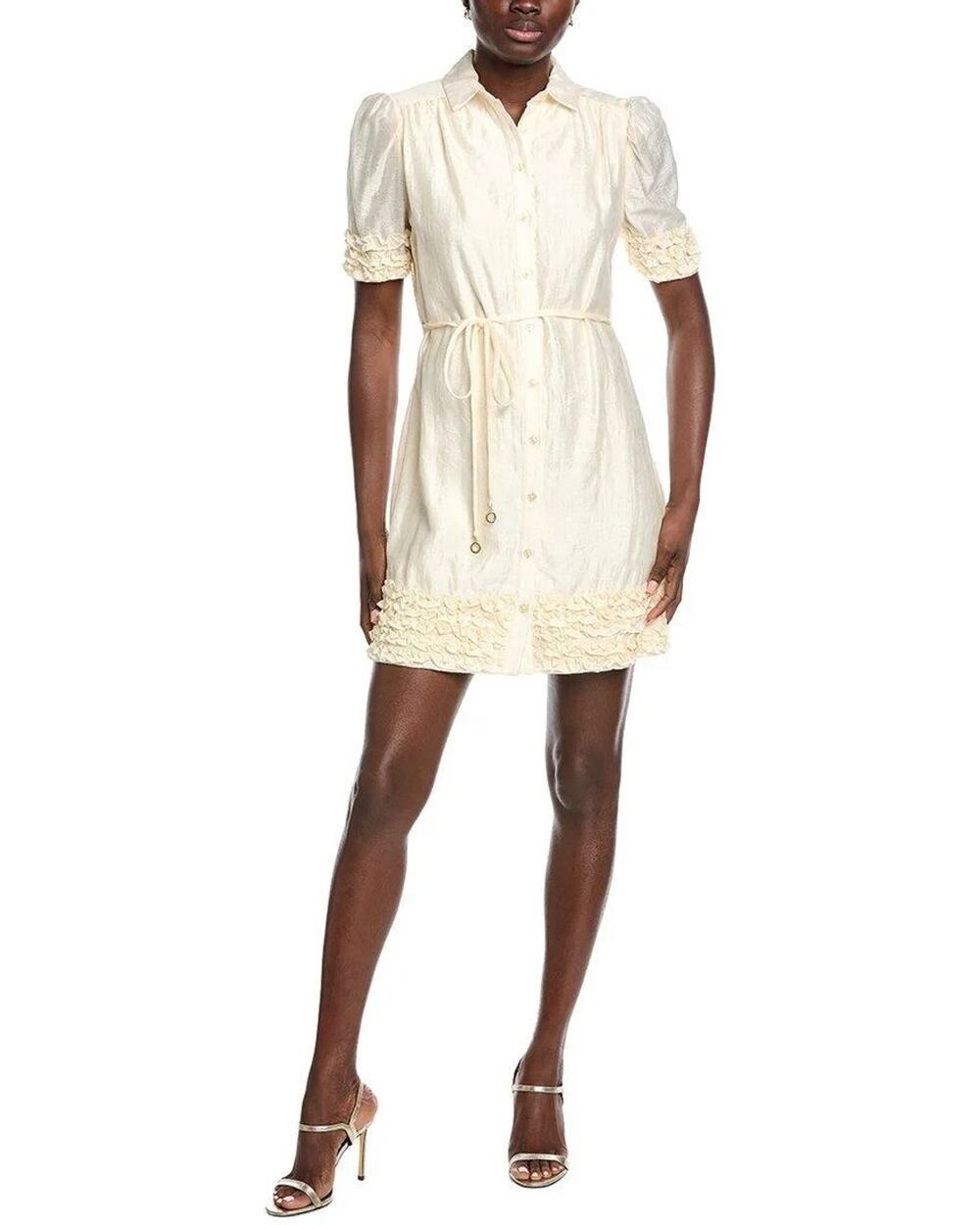 Taylor Women's Solid Mini Dress Natural Size 4 4038